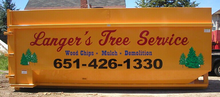 Large-format equipment decals and branding graphics for dumpsters, fleet equipment, construction containers, and commercial machinery. 